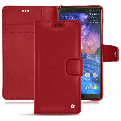 Nokia 7 Plus leather case and coverRouge ( Nappa - Pantone #d50032 ) 
