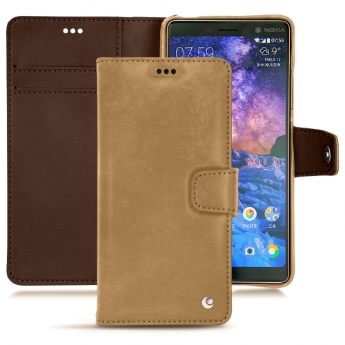 Custodia in pelle Nokia 7 PlusSable vintage ( Pantone #9b7340 ) 