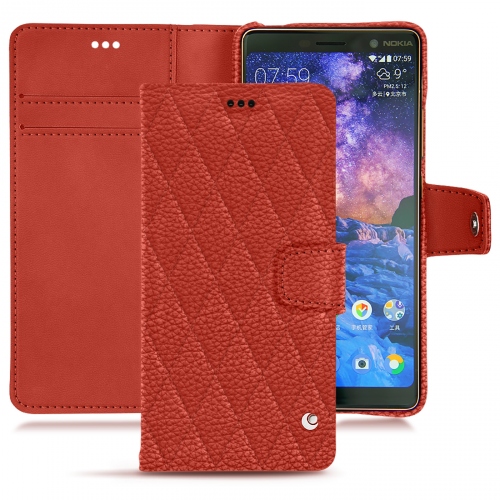 Nokia 7 Plus leather case and coverPapaye - Couture ( Pantone #b54317 ) 
