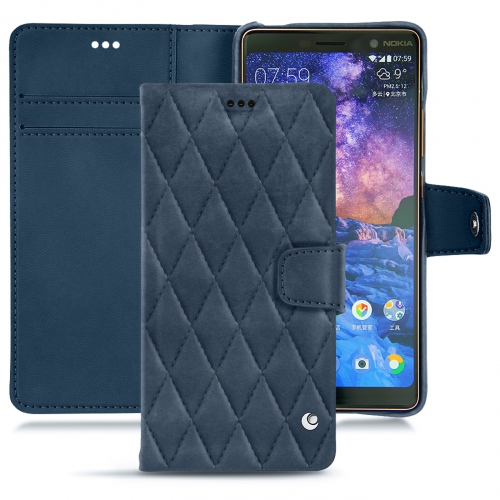 Capa em pele Nokia 7 PlusJean vintage - Couture ( Pantone #2f414f  ) 