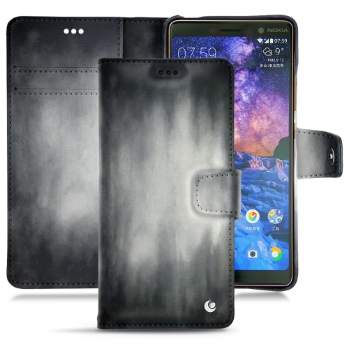 レザーケース Nokia 7 PlusGris Patine