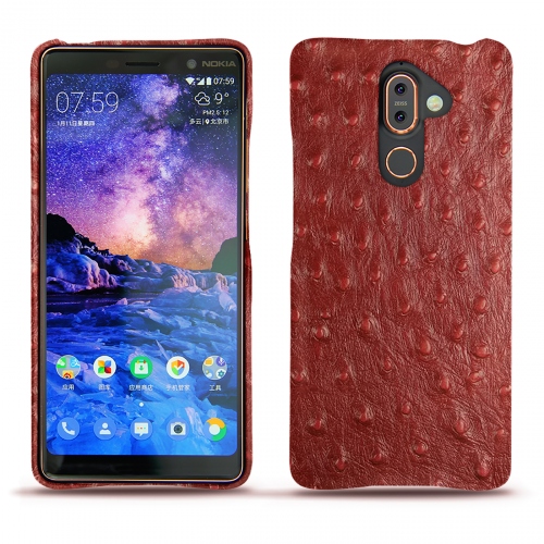 Funda de piel Nokia 7 PlusAutruche ciliegia ( Pantone #a4343a ) 
