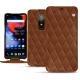 OnePlus 6 leather case - Marron - Couture ( Nappa - Pantone 1615C ) 