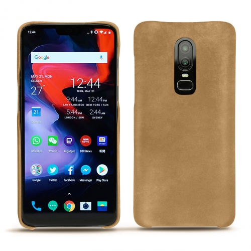 Protections en cuir (étuis, coques, housses) pour Oneplus 6 par NoreveSable vintage ( Pantone #9b7340 ) 