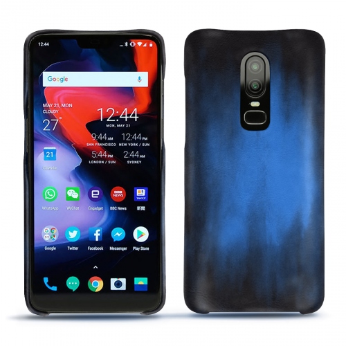 OnePlus 6 leather covers and casesBleu Patine