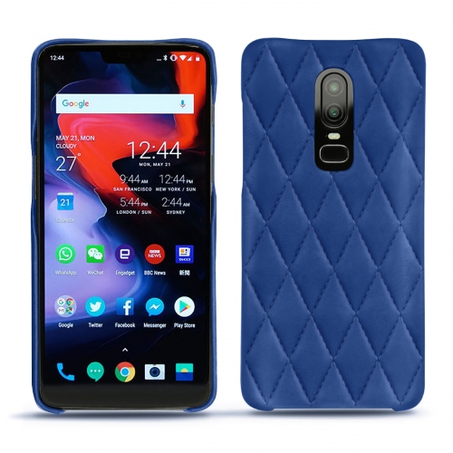 Funda de piel OnePlus 6Bleu océan - Couture ( Nappa - Pantone #15458a) 