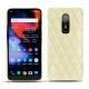 Coque cuir OnePlus 6 - Ivoire - Couture ( Sleek P C12 - White ) 
