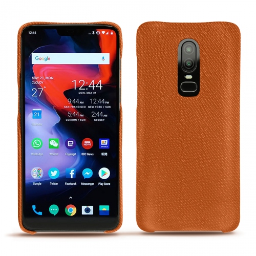 OnePlus 6 leather covers and casesOrange vibrant ( Pantone #e36b39 ) 