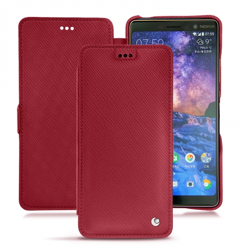 Lederschutzhülle Nokia 7 PlusRouge passion ( Pantone #a6192e ) 