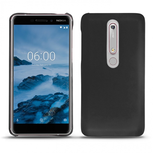 Nokia 6 (2018) leather cover - Noir ( Nappa - Black ) 