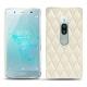 Coque cuir Sony Xperia XZ2 Premium - Blanc - Couture ( Bologna - White ) 