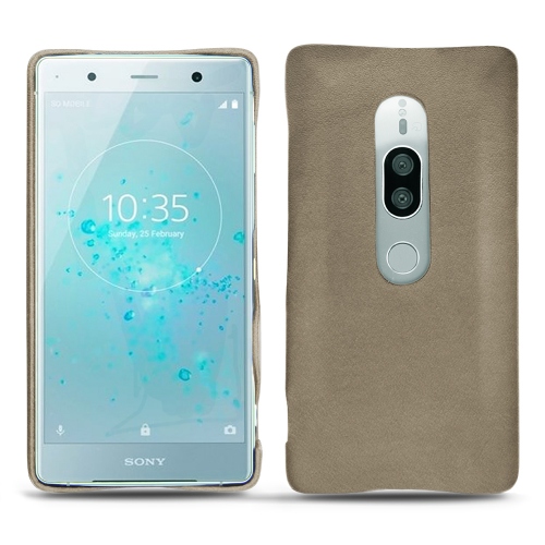 가죽 커버 Sony Xperia XZ2 PremiumDarboun sabla ( Pantone #BCB1A1 )