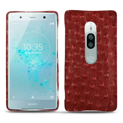 가죽 커버 Sony Xperia XZ2 PremiumAutruche ciliegia ( Pantone #a4343a ) 