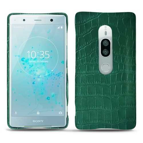 Sony Xperia XZ2 Premium leather caseCrocodile pino ( Pantone #173F35 ) 