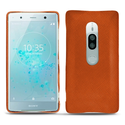 Capa em pele Sony Xperia XZ2 PremiumOrange vibrant ( Pantone #e36b39 ) 