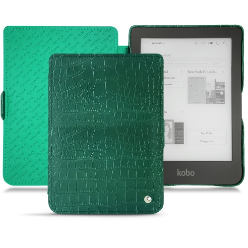 Lederschutzhülle Kobo Clara HDCrocodile pino ( Pantone #173F35 ) 