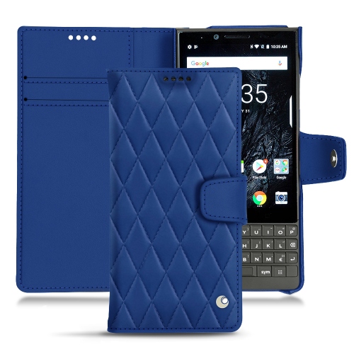 Blackberry Key2 leather caseBleu océan - Couture ( Nappa - Pantone #15458a) 