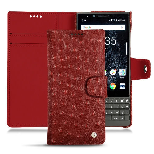 가죽 커버 Blackberry Key2Autruche ciliegia ( Pantone #a4343a ) 