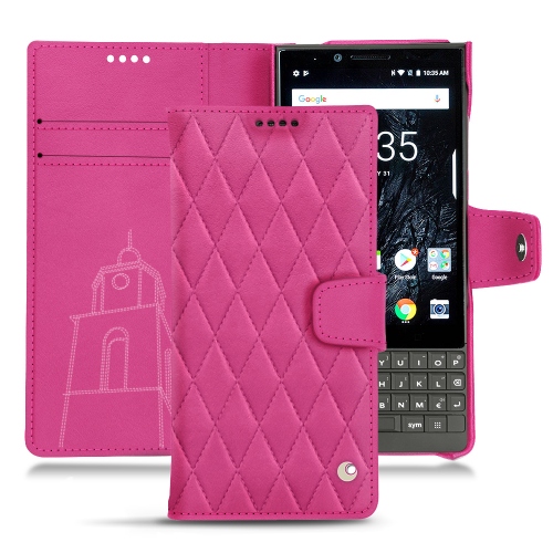 Capa em pele Blackberry Key2Rose BB - Couture ( Pantone #DB599F )