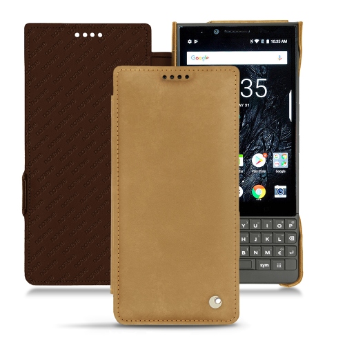 Custodia in pelle BlackBerry Key2Sable vintage ( Pantone #9b7340 ) 