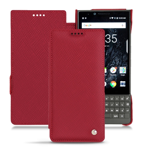 Blackberry Key2 - Coques cuir chics et élégantes Rouge passion ( Pantone #a6192e ) 
