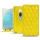 Housse cuir Sony Xperia XZ2 Premium - Jaune fluo - Couture