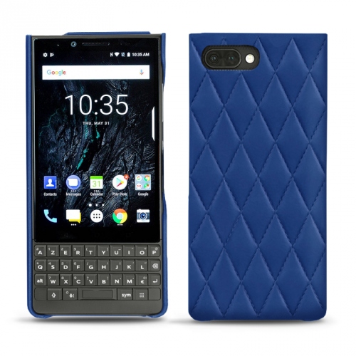 Blackberry Key2 leather caseBleu océan - Couture ( Nappa - Pantone #15458a) 