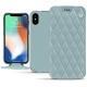 レザーケース AApple iPhone Xs Max - Bleu ciel - Couture ( Nappa - Pantone 277C ) 
