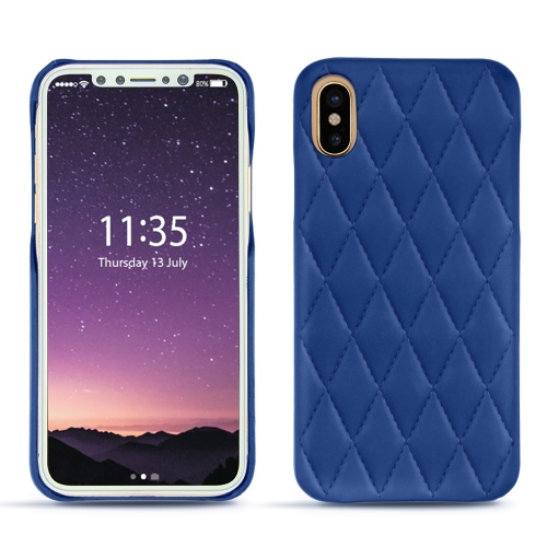 Capa em pele Apple iPhone XsBleu océan - Couture ( Nappa - Pantone #15458a) 