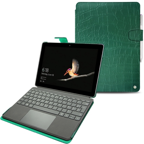 Housse cuir Microsoft Surface GoCrocodile pino ( Pantone #173F35 ) 