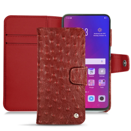 Custodia in pelle Oppo Find XAutruche ciliegia ( Pantone #a4343a ) 