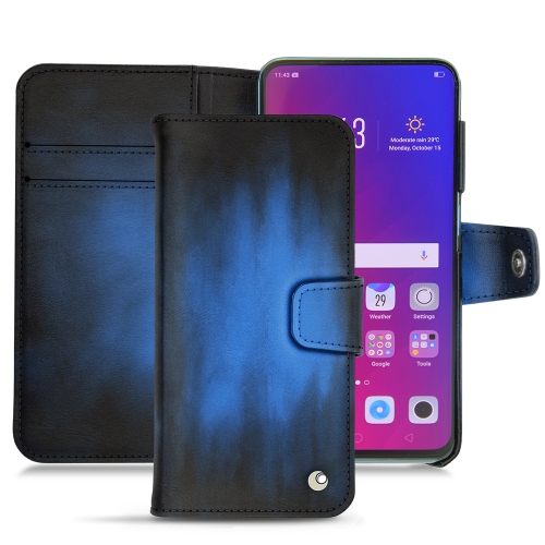 Oppo Find X - Protégez votre mobile avec des étuis premium en cuirBleu Patine
