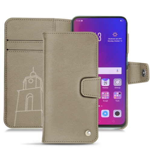 Oppo Find X leather cases and coversDarboun sabla ( Pantone #BCB1A1 )