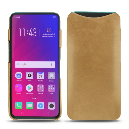 Lederschutzhülle Oppo Find XSable vintage ( Pantone #9b7340 ) 