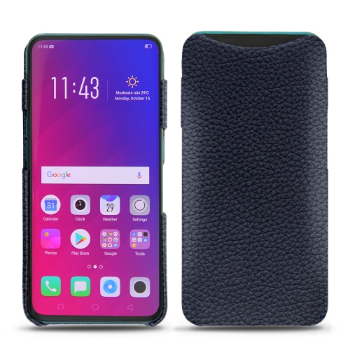 Oppo Find X - Habillez avec style votre appareil mobile avec des coques en cuir de qualitéCobalt ( Pantone #2b253f ) 