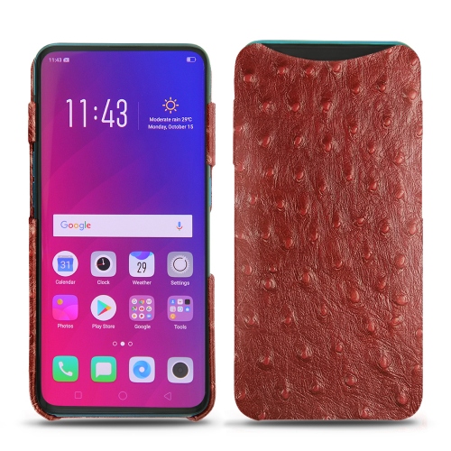 Capa em pele Oppo Find XAutruche ciliegia ( Pantone #a4343a ) 
