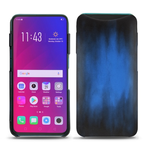Capa em pele Oppo Find XBleu Patine