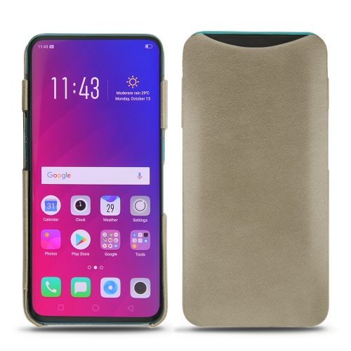 Lederschutzhülle Oppo Find XDarboun sabla ( Pantone #BCB1A1 )