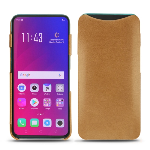 Lederschutzhülle Oppo Find XCastan esparciate ( Pantone #824F2A )