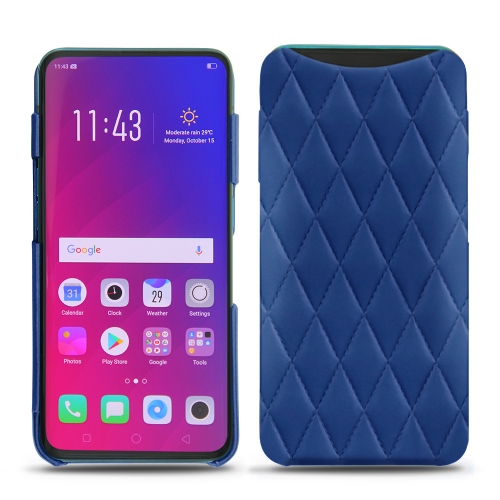 硬质真皮保护套 Oppo Find XBleu océan - Couture ( Nappa - Pantone #15458a) 