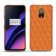 Coque cuir OnePlus 6T - Orange - Couture ( Nappa - Pantone 1495U ) 