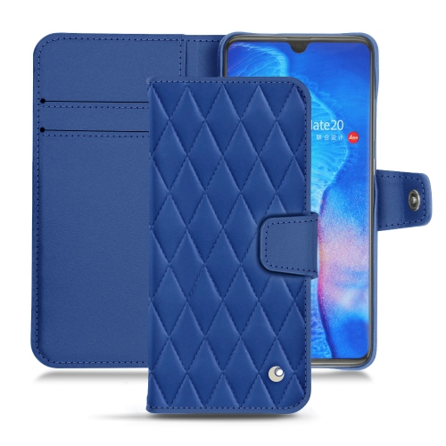 Funda de piel Huawei Mate 20Bleu océan - Couture ( Nappa - Pantone #15458a) 