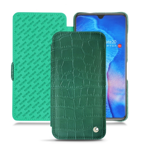 Huawei Mate 20 leather casesCrocodile pino ( Pantone #173F35 ) 