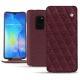 Housse cuir Huawei Mate 20 - Lie de vin - Couture ( Pantone 5115C ) 