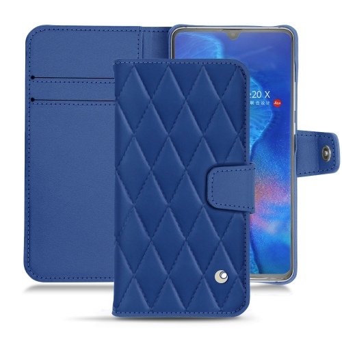 Huawei Mate 20X leather covers and casesBleu océan - Couture ( Nappa - Pantone #15458a) 