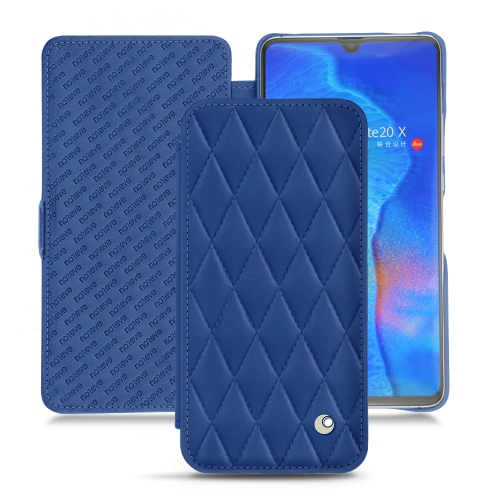 가죽 커버 Huawei PMate 20 XBleu océan - Couture ( Nappa - Pantone #15458a) 