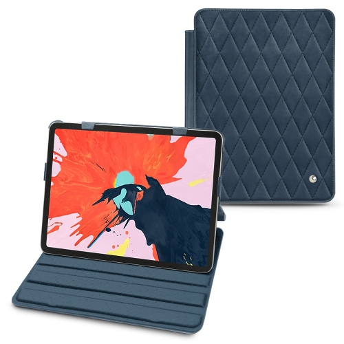 Housse cuir Apple iPad Pro 11' (2018)Jean vintage - Couture ( Pantone #2f414f  ) 