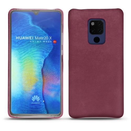 Protections cuir (housse, étui, coque) fabriquées main pour Huawei Mate 20 X Prune vintage ( Pantone #612434 ) 