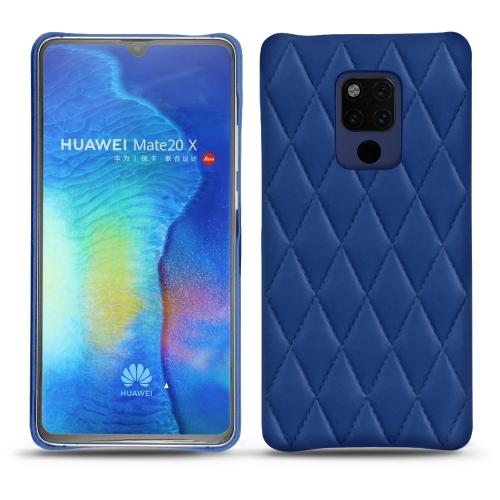 硬质真皮保护套 Huawei Mate 20 XBleu océan - Couture ( Nappa - Pantone #15458a) 