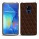 Huawei Mate 20 X leather cover - Châtaigne - Couture ( Pantone 476C ) 